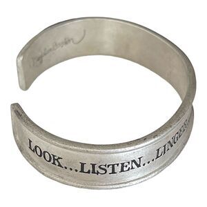 Marjolein Bastin Pewter Cuff Look Listen Linger Discover The Beauty In Nature 3J